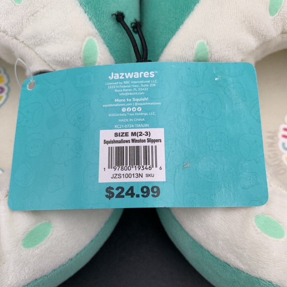 Squishmallows Winston Owl Plush Slippers Kids Size 2-3 Medium NWT - Picture 3 of 4